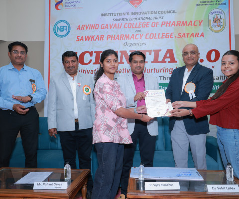 Secured Second Prize at Scientia 4.0, a State-Level Poster, Oral & Model Competition organized by Arvind Gawali College of Pharmacy.